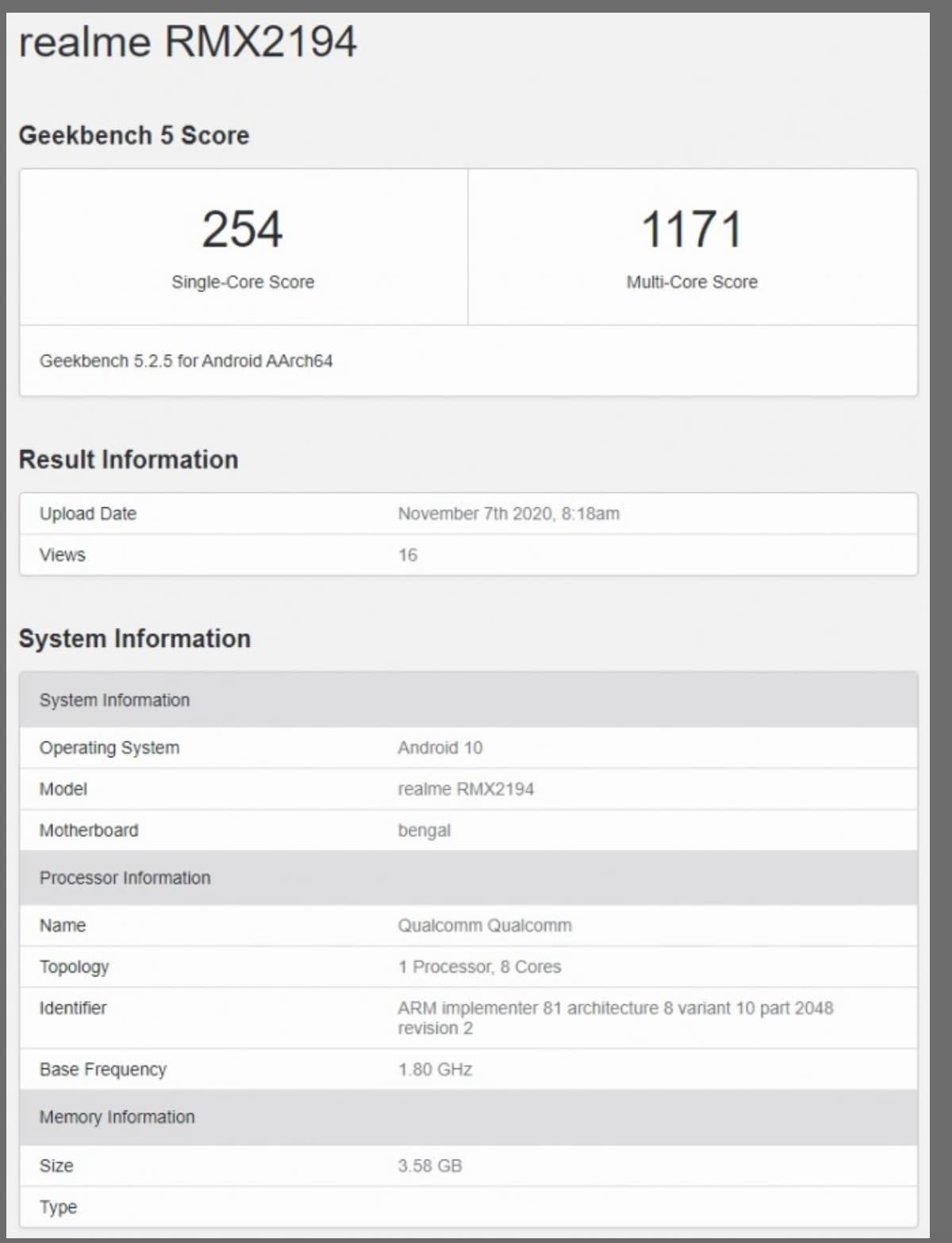 Realme Geekbench
